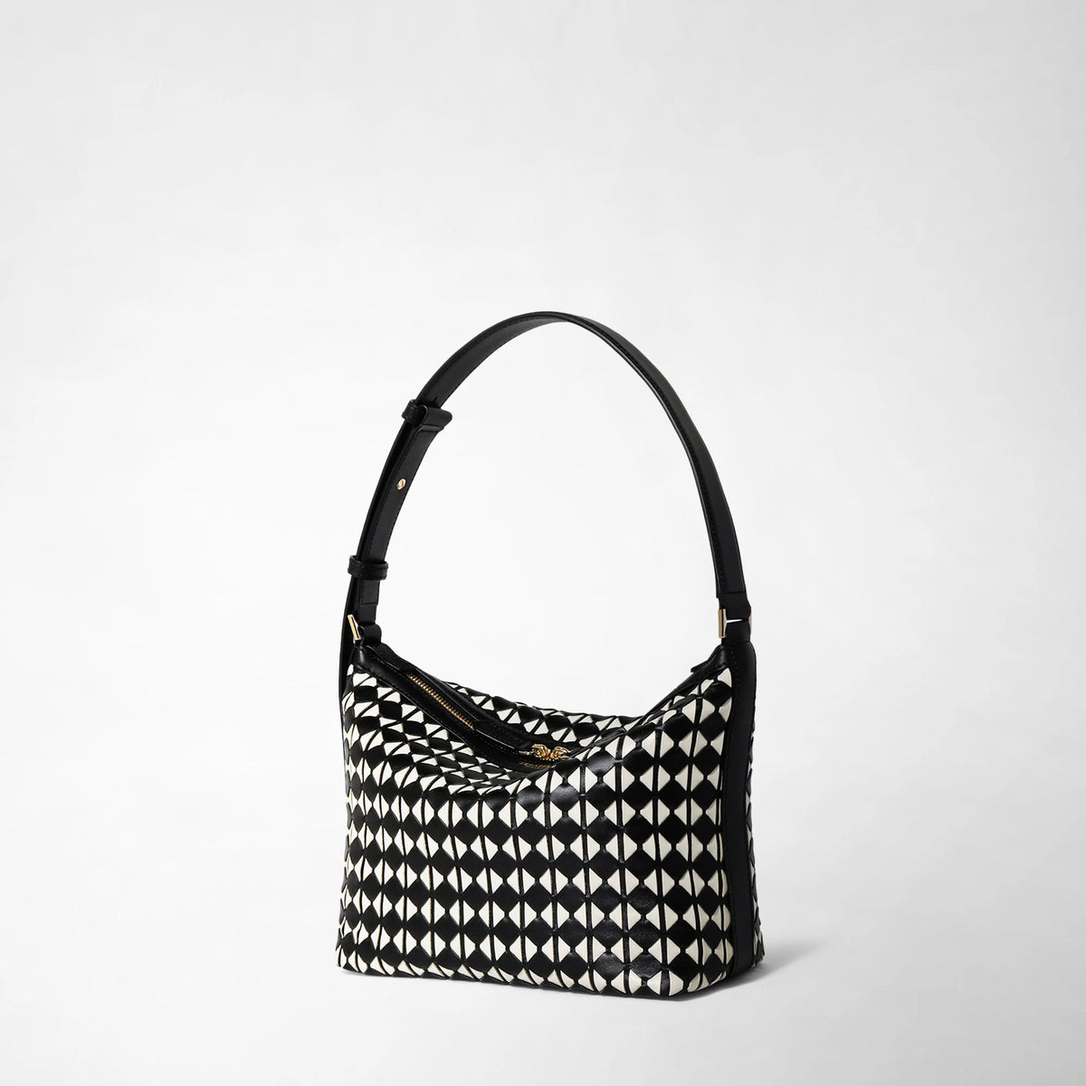 Small Ani shoulder bag Mosaico Black/Off White - Black & Off White