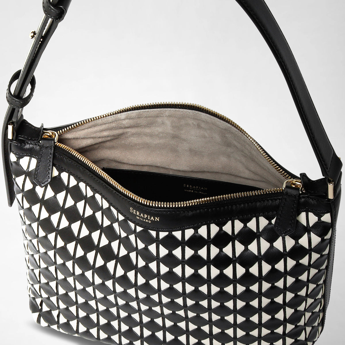 Small Ani shoulder bag Mosaico Black/Off White - Black & Off White