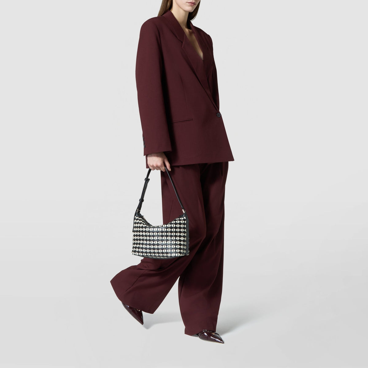 Anì Mosaico small leather shoulder bag - Black & Off-White