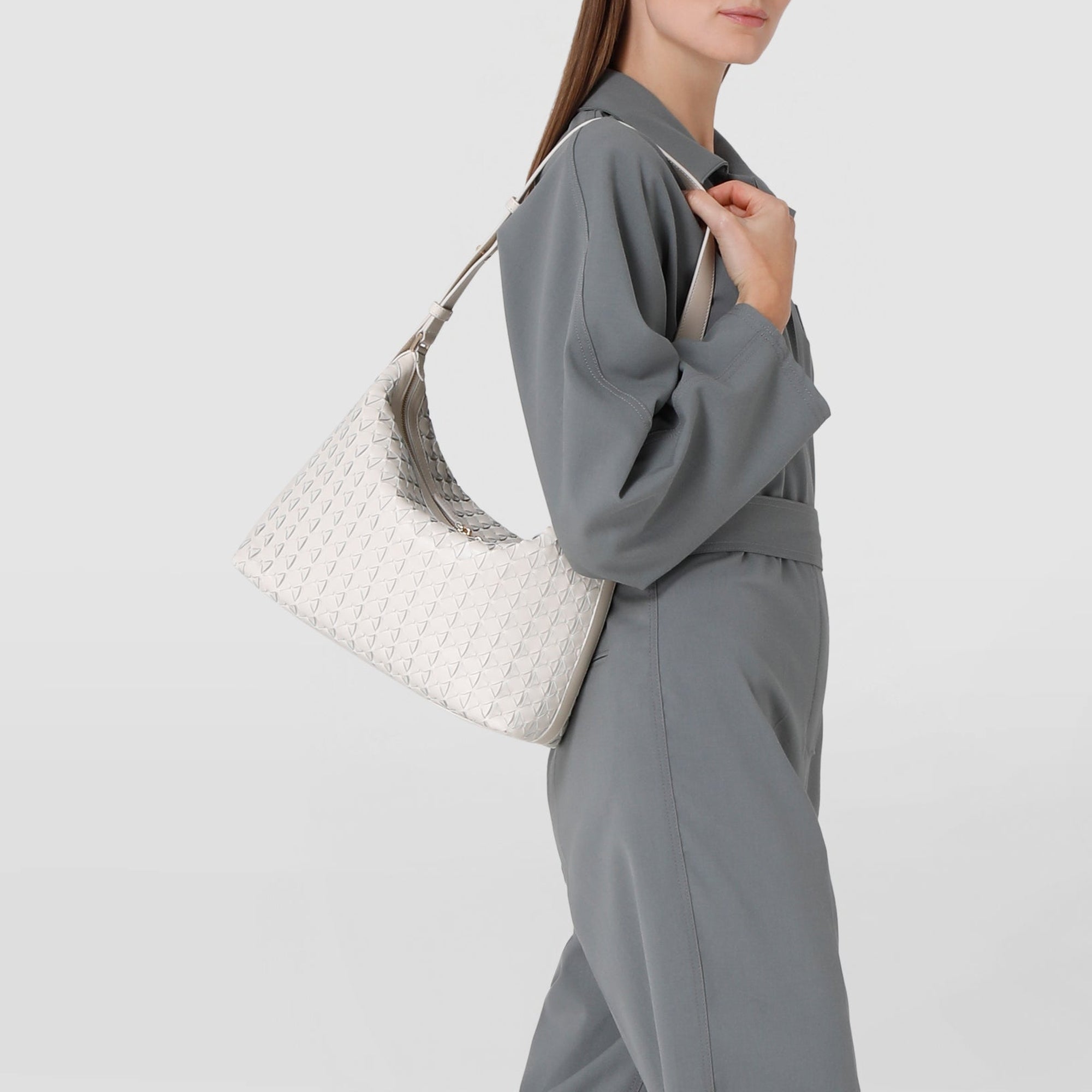 Sac à bandoulière Anì en cuir Mosaico - Off White