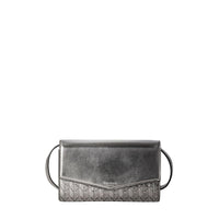Mosaico leather clutch bag with shoulder strap - Ruthenium