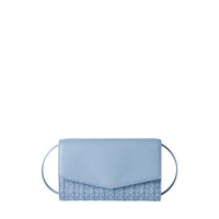 Mosaico leather clutch bag with shoulder strap - Cornflower