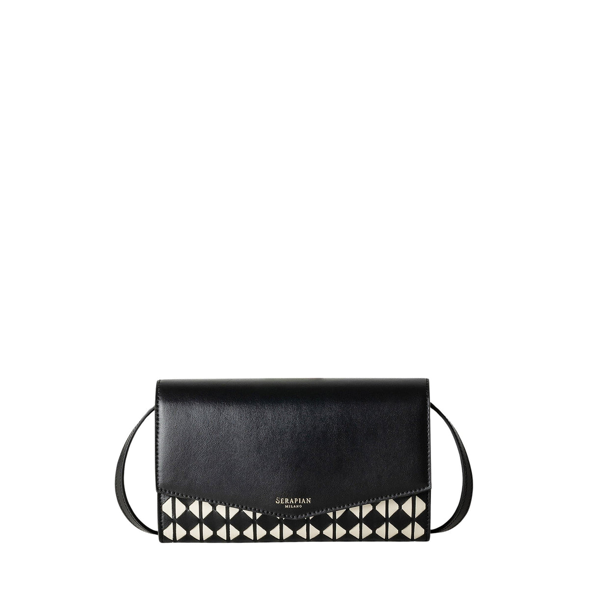 Pochette w/mirror Mosaico Blk/Off White - Black & Off White