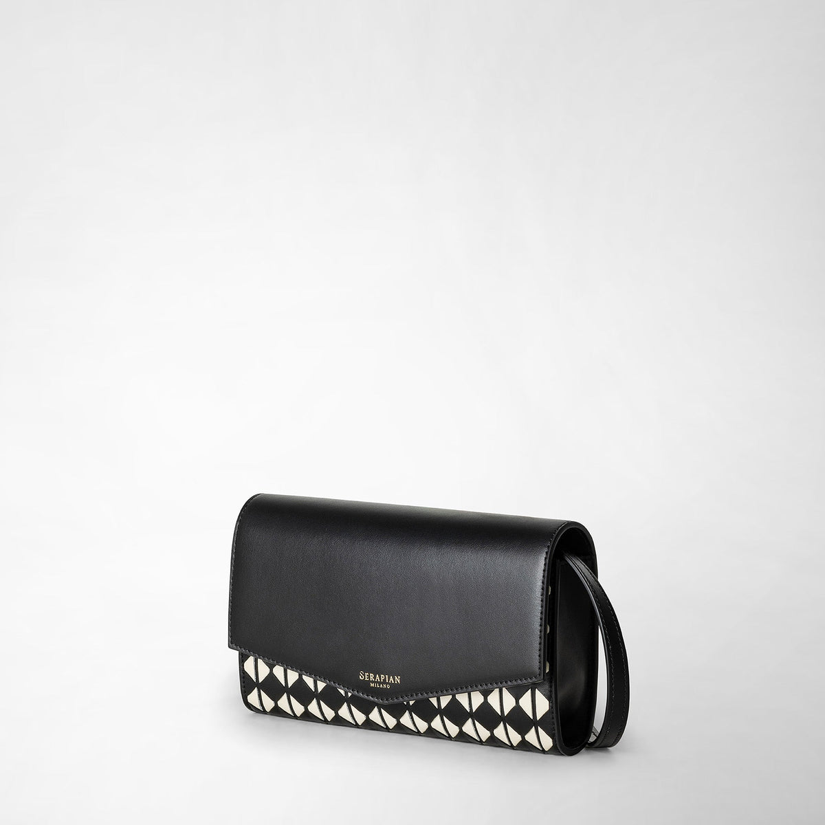 Pochette w/mirror Mosaico Blk/Off White - Black & Off White