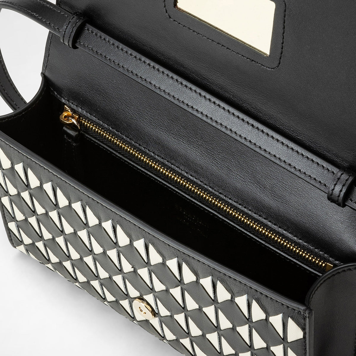 Pochette w/mirror Mosaico Blk/Off White - Black & Off White