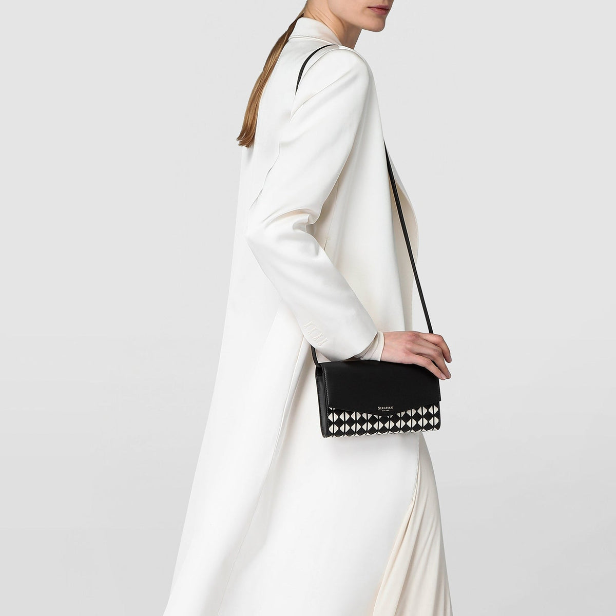 Pochette w/mirror Mosaico Blk/Off White - Black & Off White