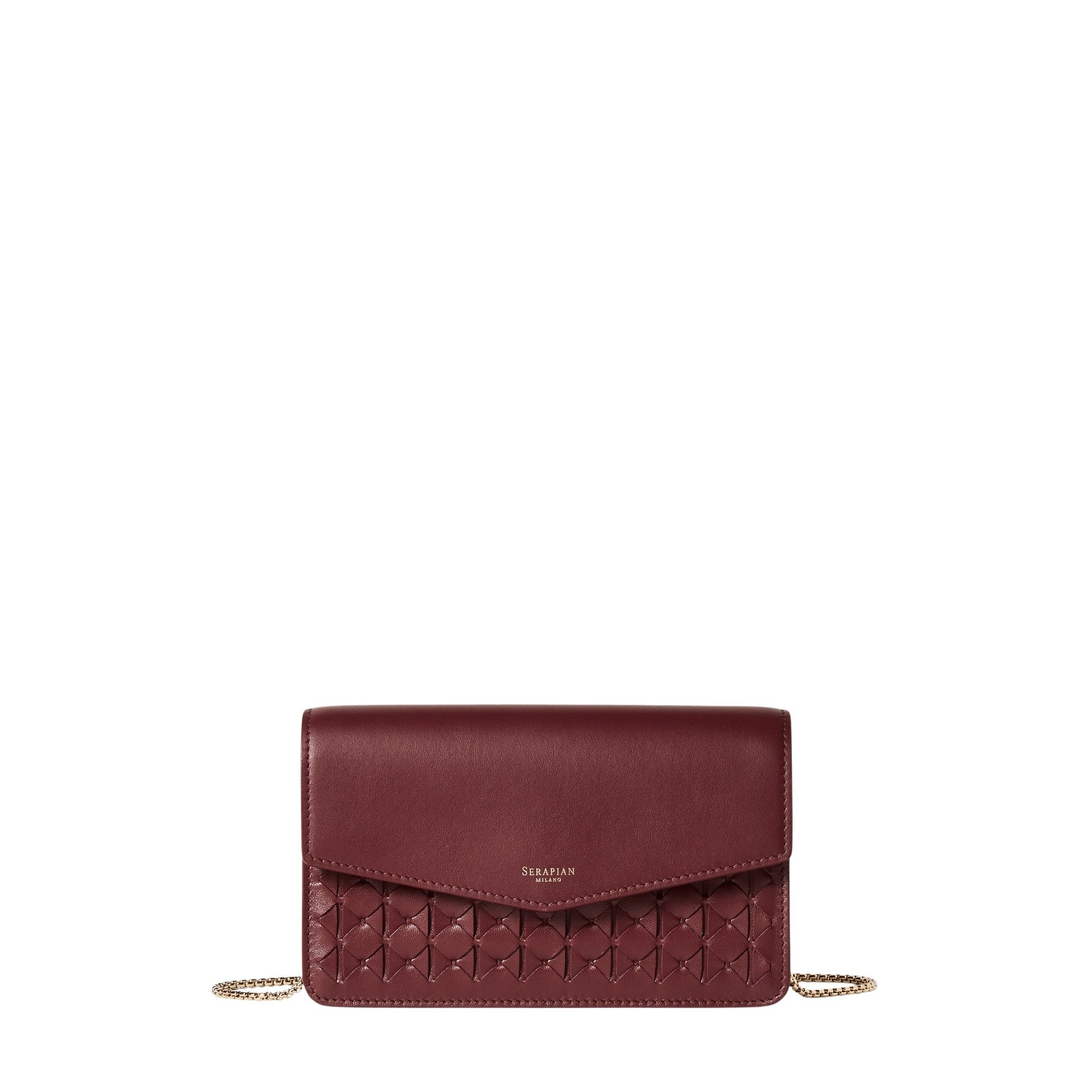 Mosaico leather chain clutch bag - Rosewood