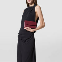 Mosaico leather chain clutch bag - Rosewood