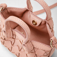 nano Secret bag in Mosaico leather - Blush