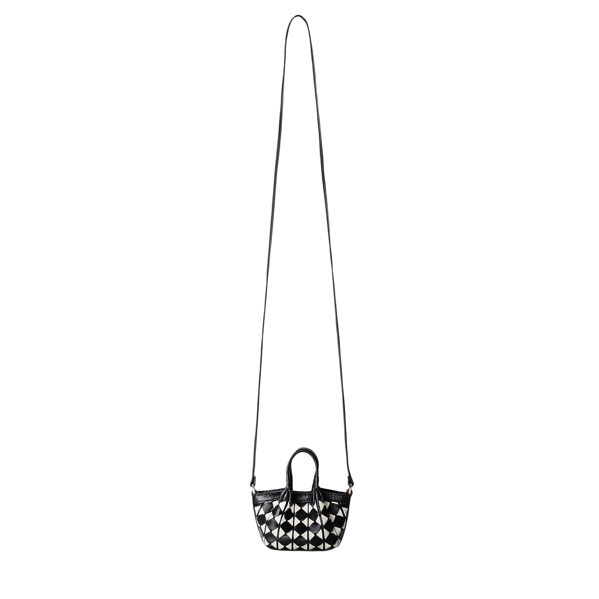 nano Secret bag in Mosaico leather - Black & Off White