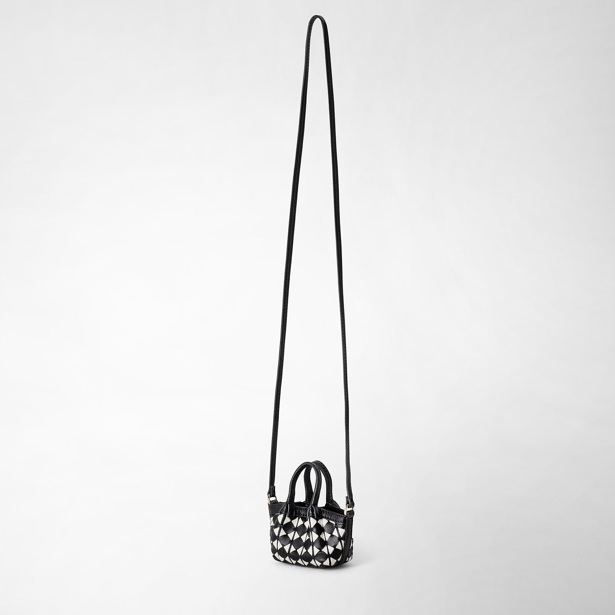 nano Secret bag in Mosaico leather - Black & Off White