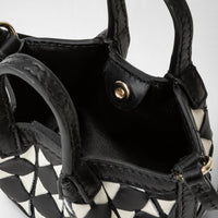 nano Secret bag in Mosaico leather - Black & Off White
