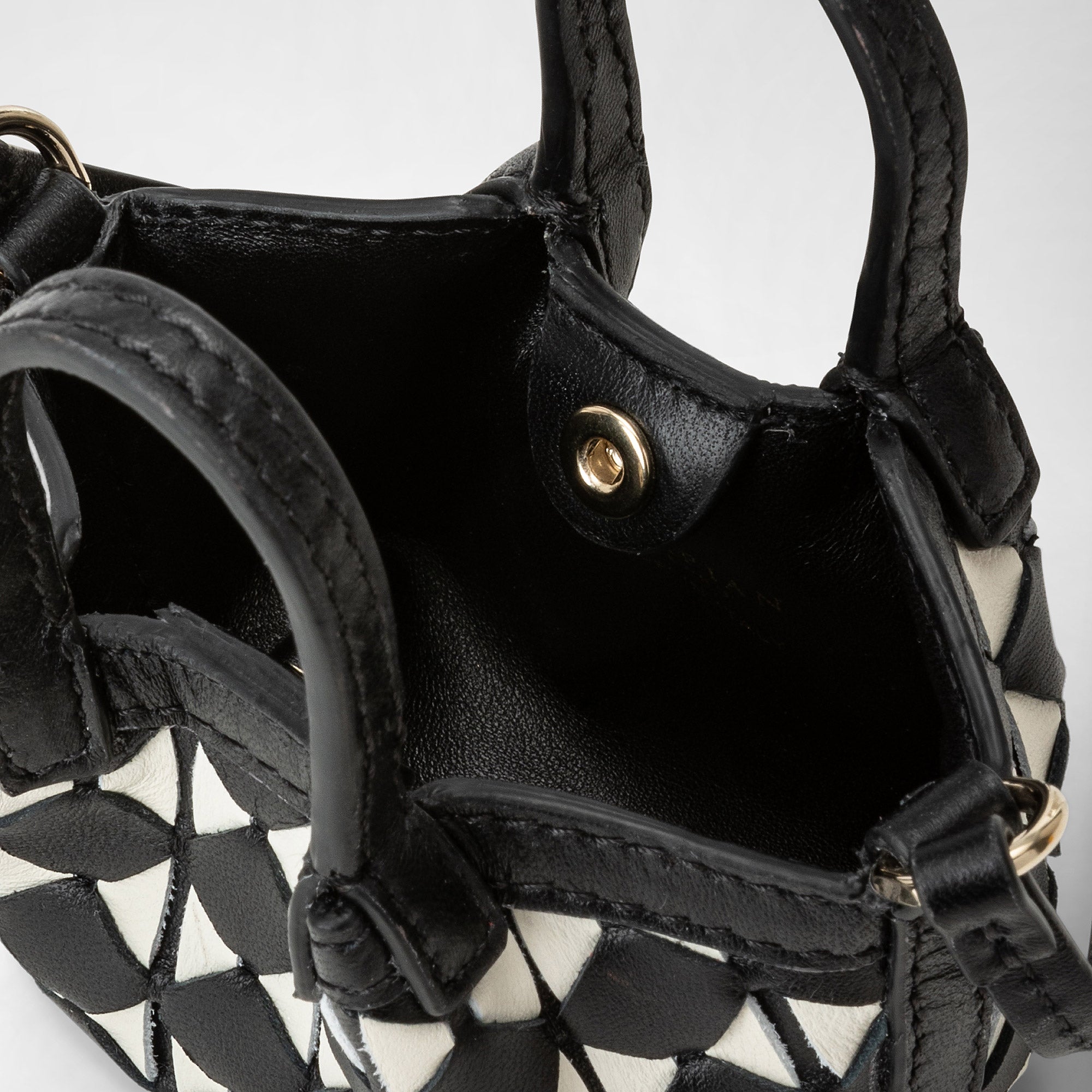 nano Secret bag in Mosaico leather - Black & Off White