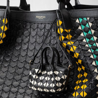 nano Secret bag in Mosaico leather - Black & Off White