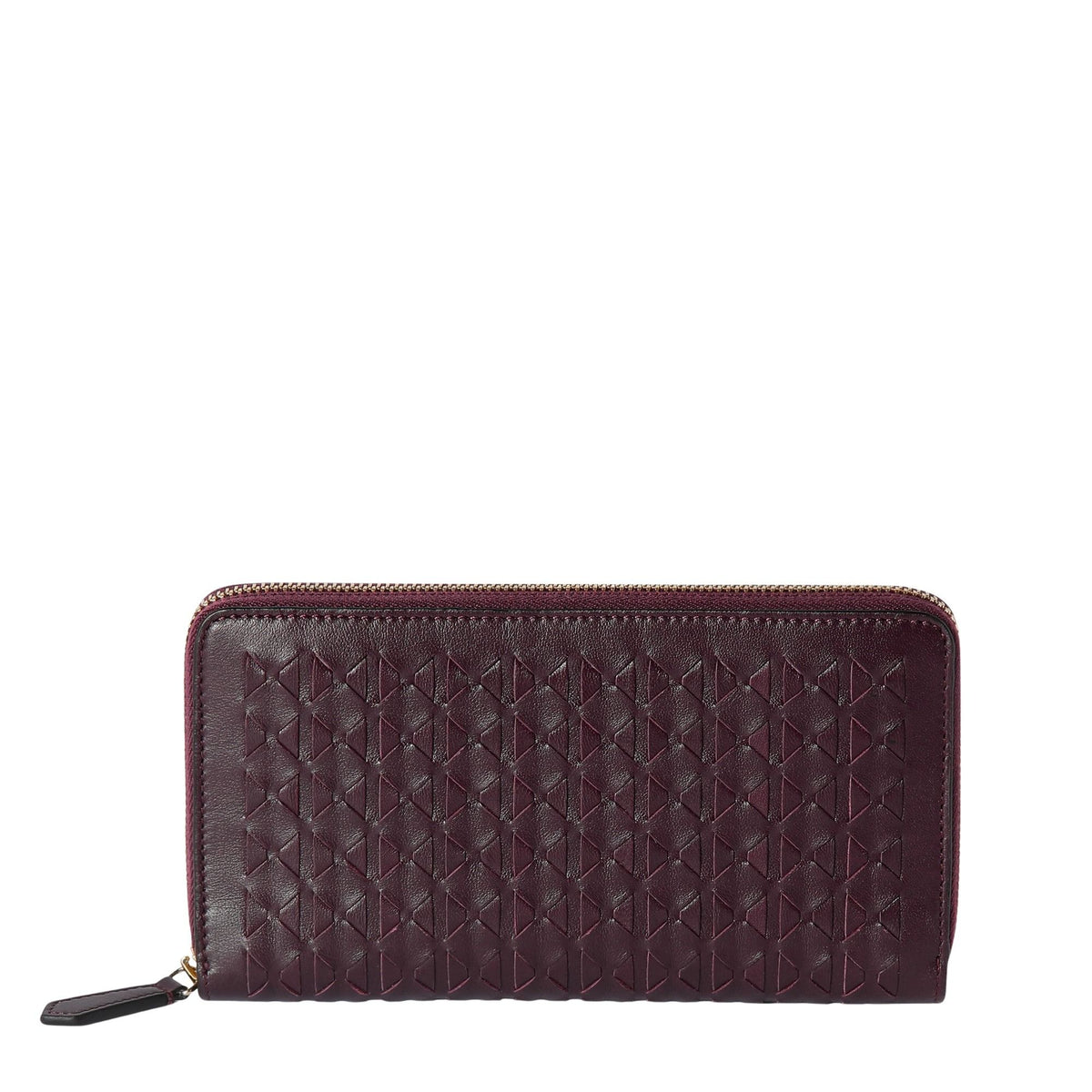 Mosaico long zipped leather wallet - Dark Plum