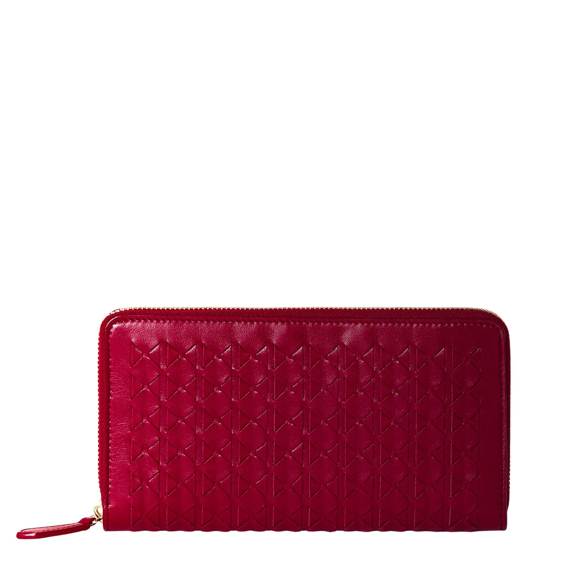 Mosaico leather zipped wallet - Lipstick