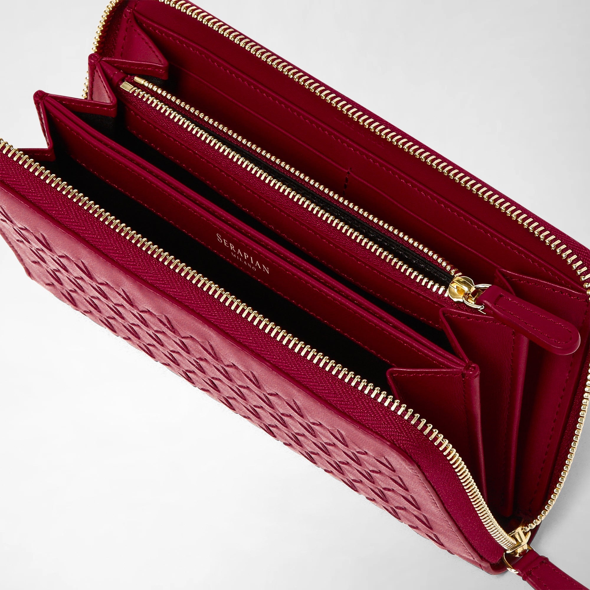 Mosaico leather zipped wallet - Lipstick