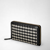 Mosaico leather zipped wallet - Black & White