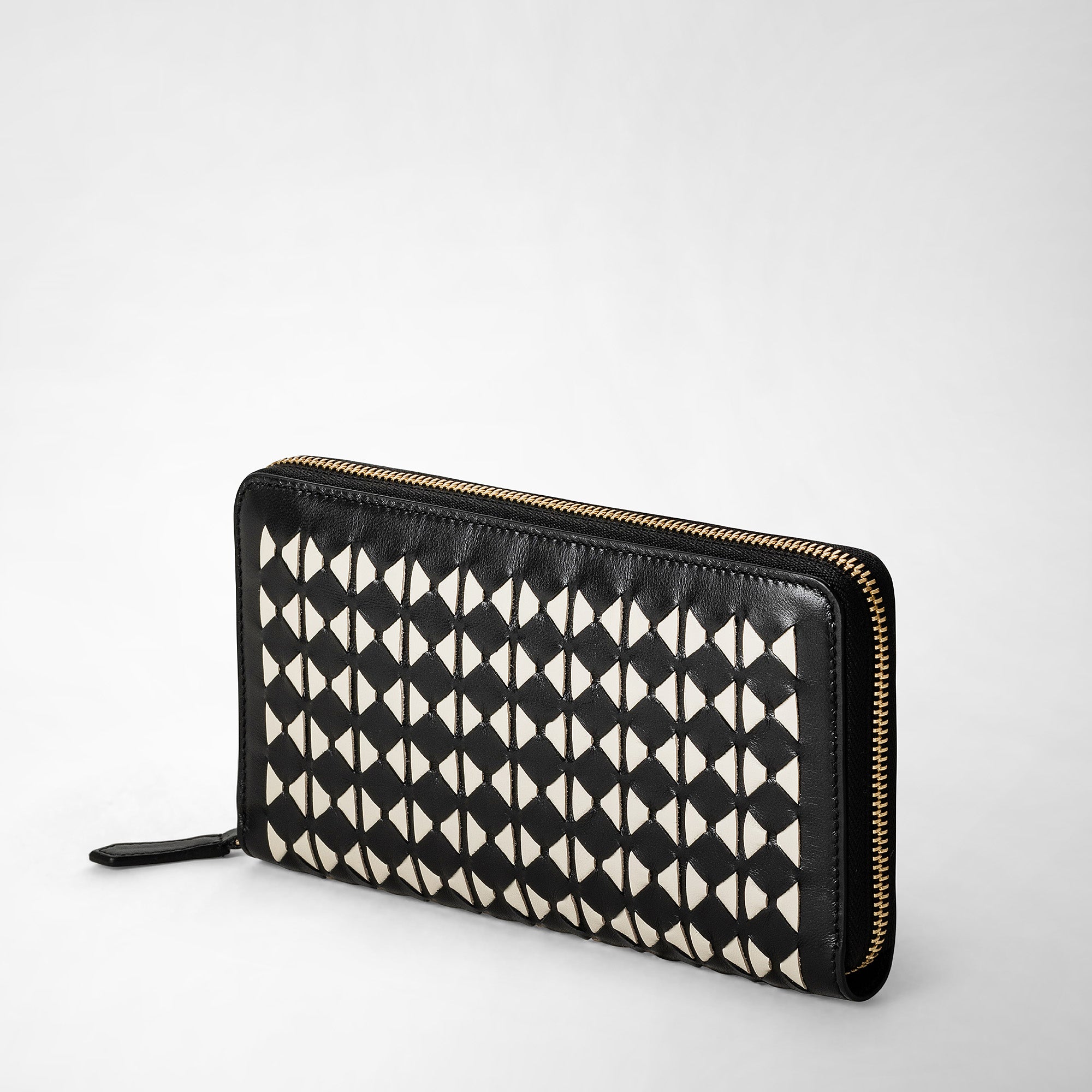 Mosaico leather zipped wallet - Black & White