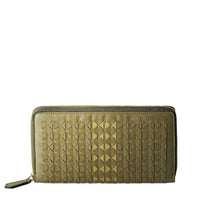 Portefeuille Mosaico long zippé en cuir - Cactus & Light Green