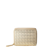 Mini portefeuille zippé Mosaico en cuir - Light Gold