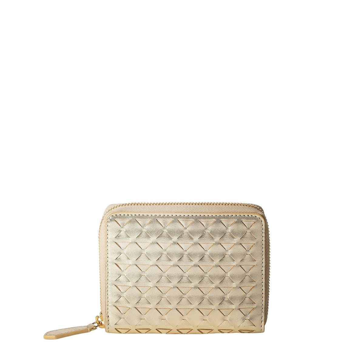 Mini portefeuille zippé Mosaico en cuir - Light Gold