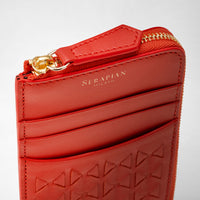 Zip card case Mosaico Coral Red - Coral Red