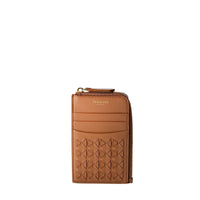 Mosaico zipped leather card holder - Tan