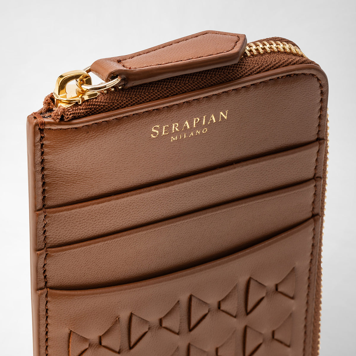 Zip card case Mosaico Tan - Tan