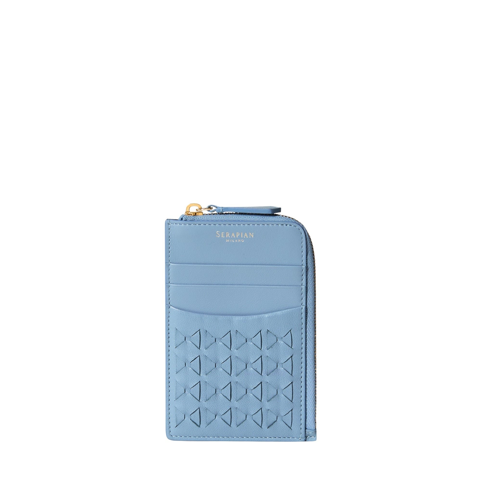 Porte-cartes zippé en cuir Mosaico - Cornflower