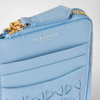 Porte-cartes zippé en cuir Mosaico - Cornflower