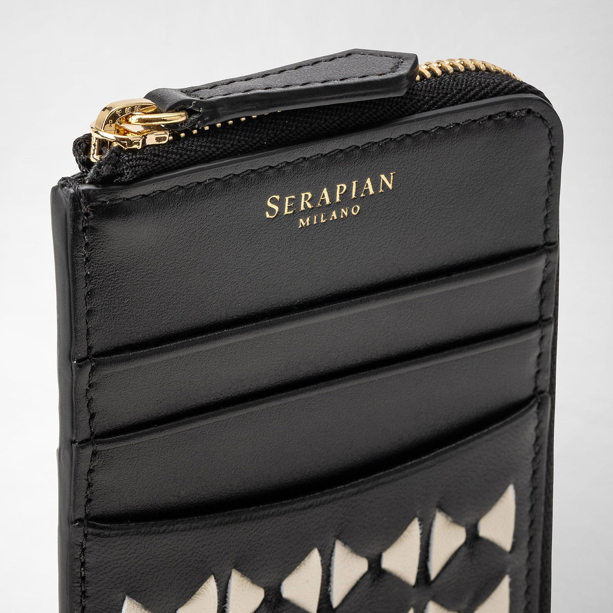 Zip card case Mosaico Black/OffWh - Black & Off White