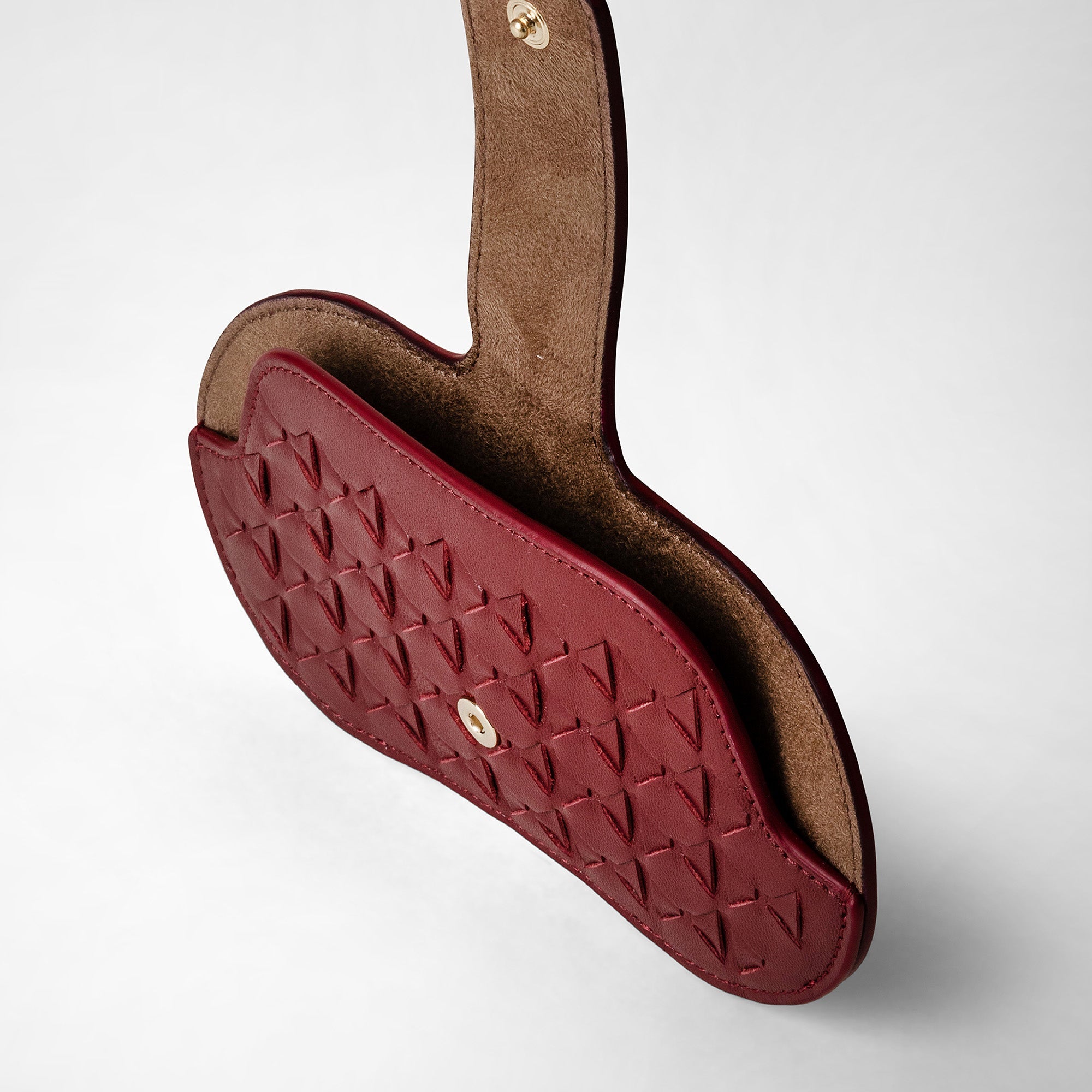 Étui à lunettes en cuir tressé Mosaico - Burgundy