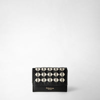 Mini trifold wallet Mosaico Blk/OffWh - Black & Off White