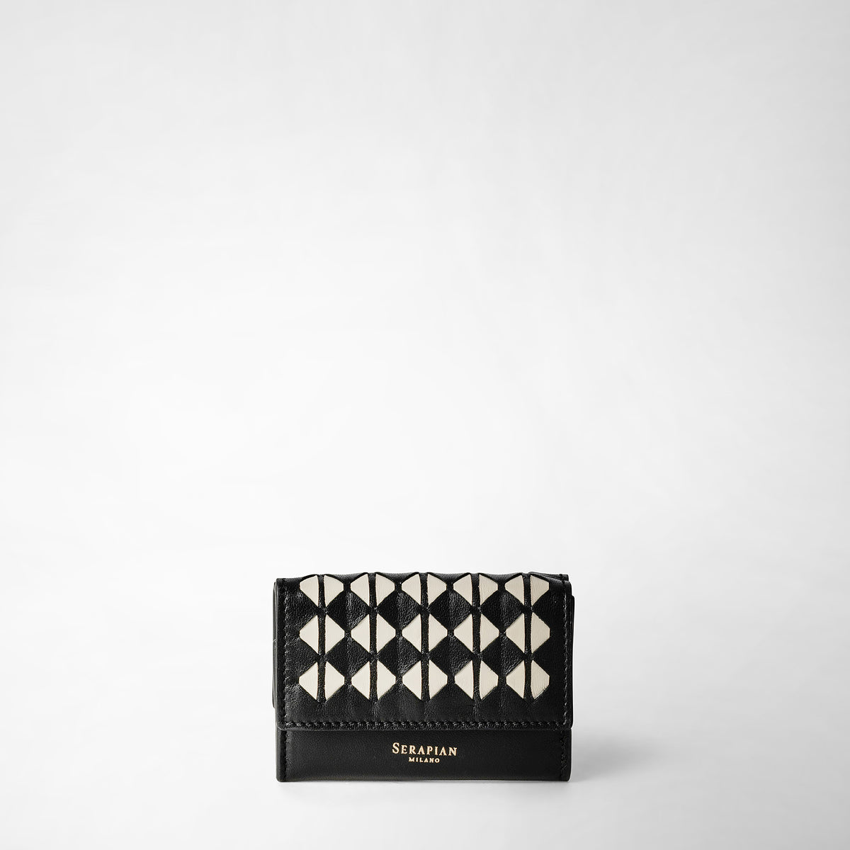 Mini trifold wallet Mosaico Blk/OffWh - Black & Off White