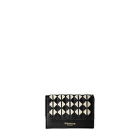 Mini portefeuille à trois volets en cuir - Black & Off White