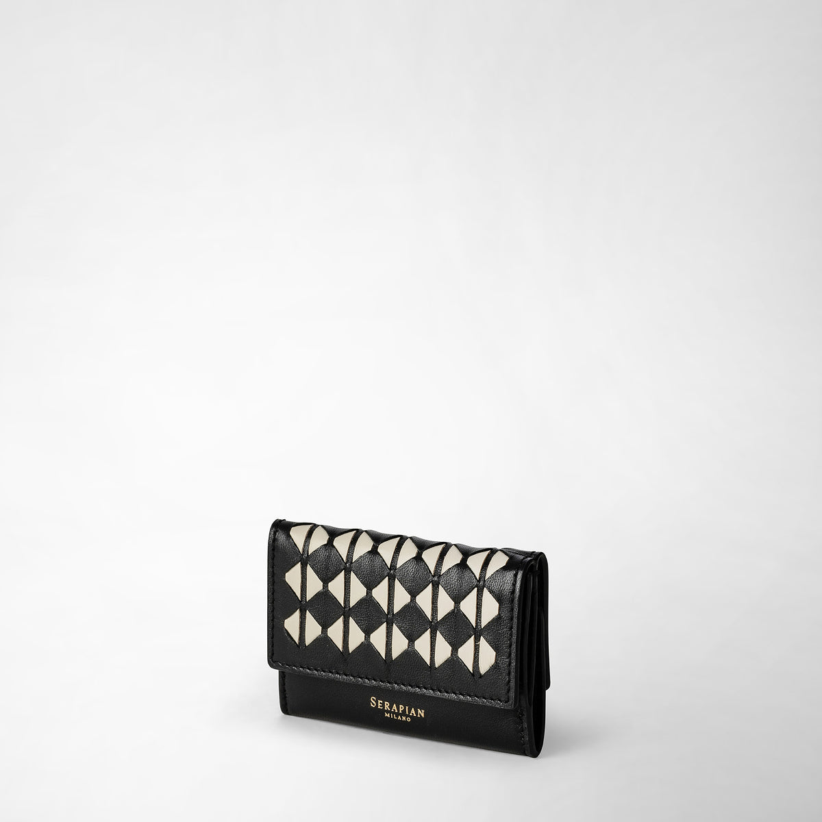 Mini trifold wallet Mosaico Blk/OffWh - Black & Off White