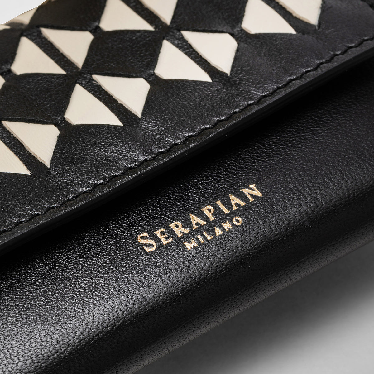 Mini trifold wallet Mosaico Blk/OffWh - Black & Off White