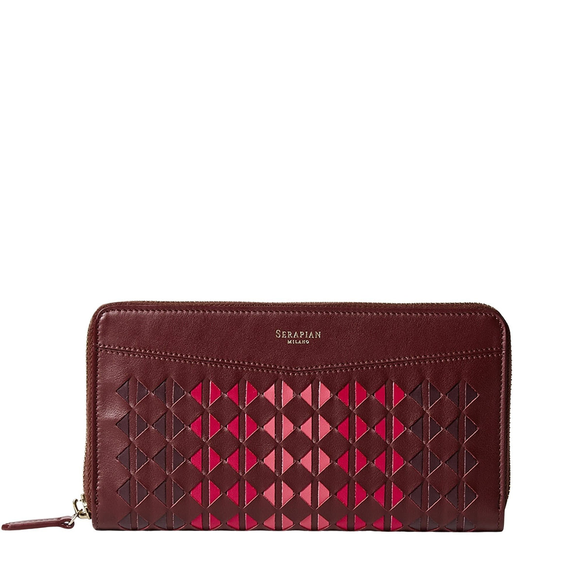 Portefeuille zippé en cuir Mosaico - Rosewood