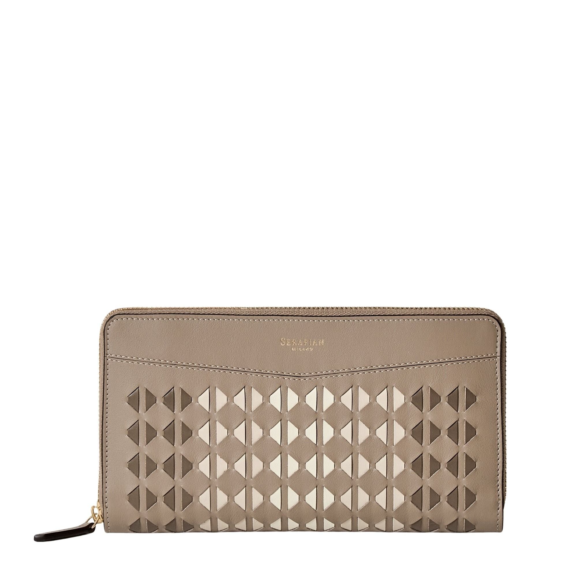 Portefeuille zippé en cuir Mosaico - Sahara