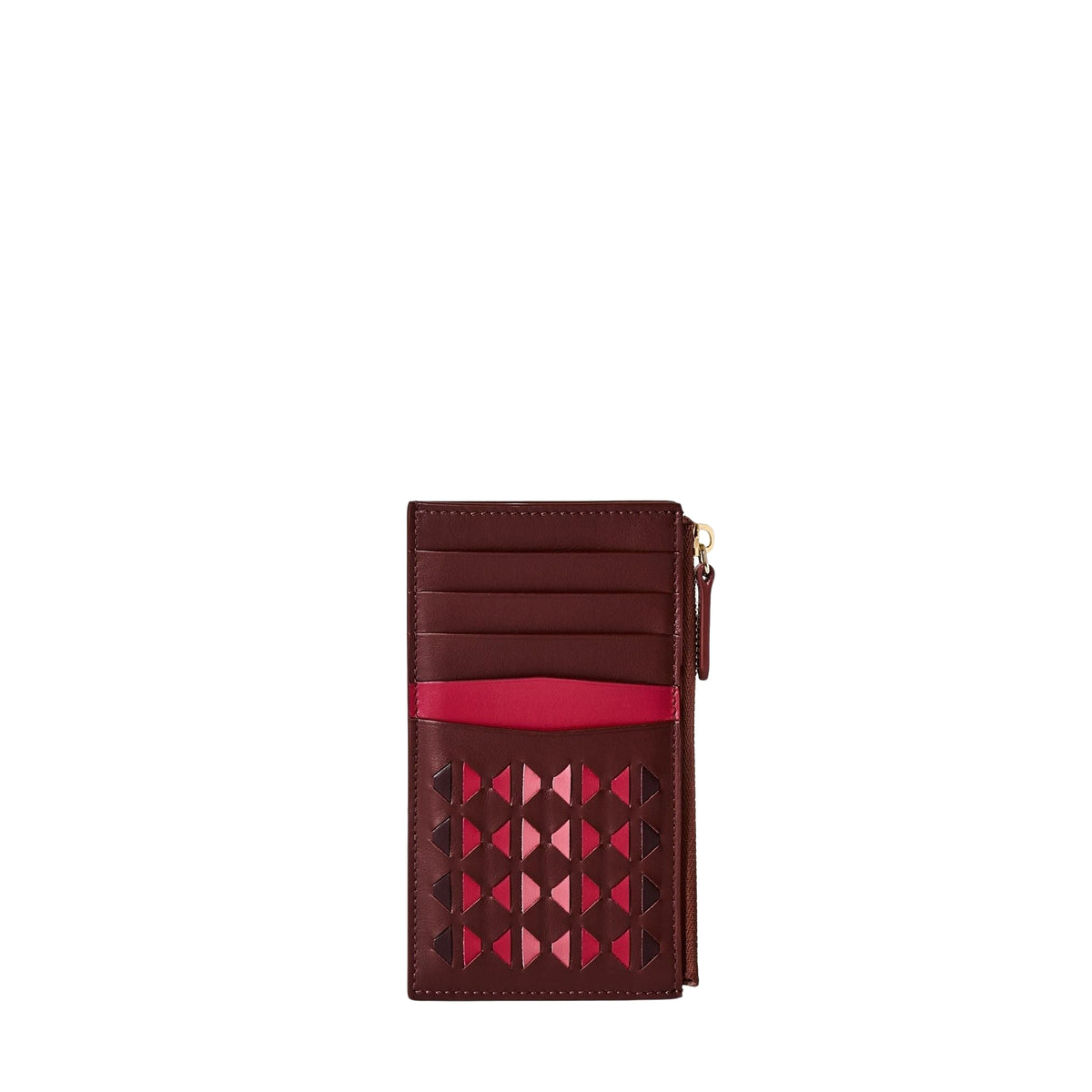 Porte-cartes zippé Mosaico en cuir - Rosewood