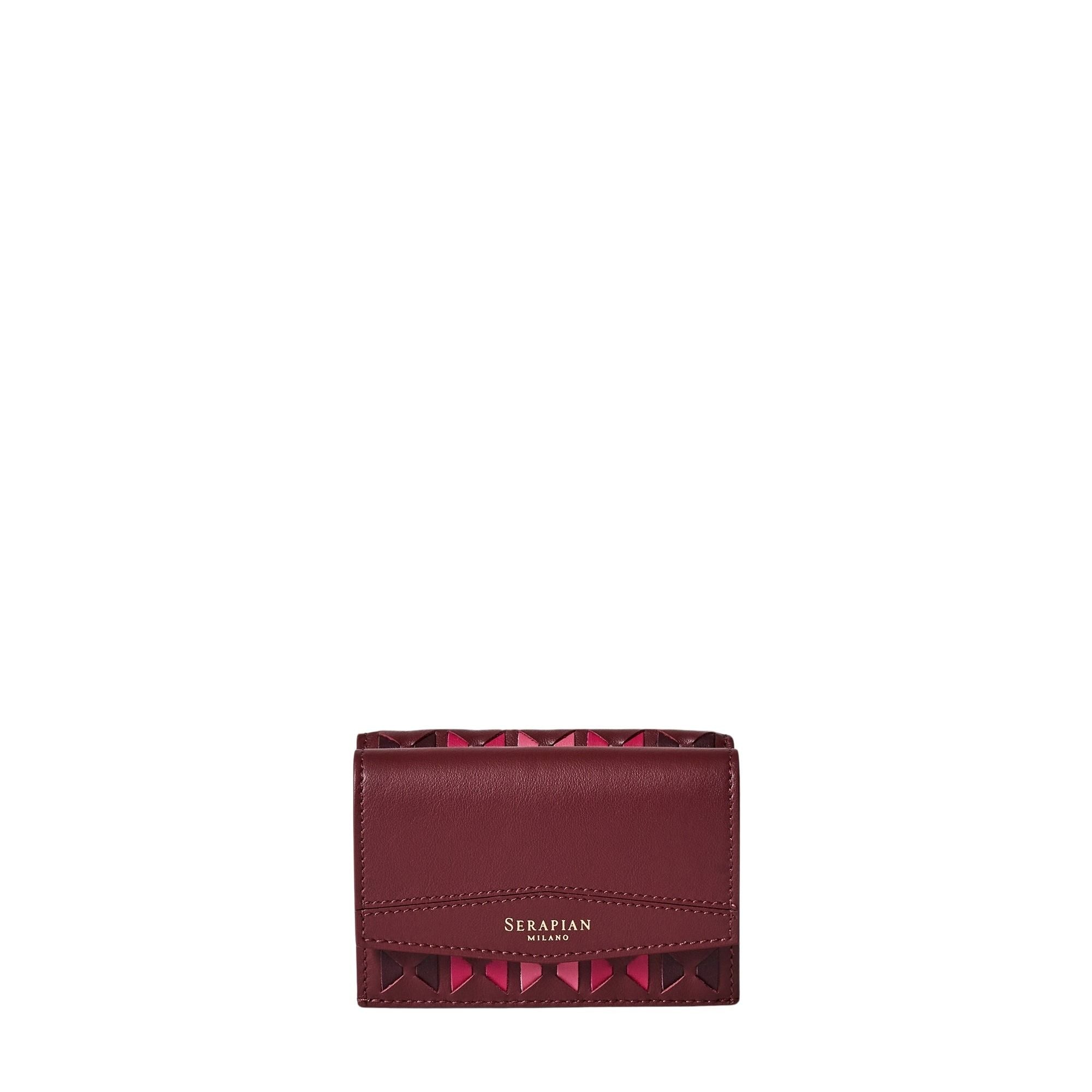Mini portefeuille à trois volets en cuir Mosaico - Rosewood