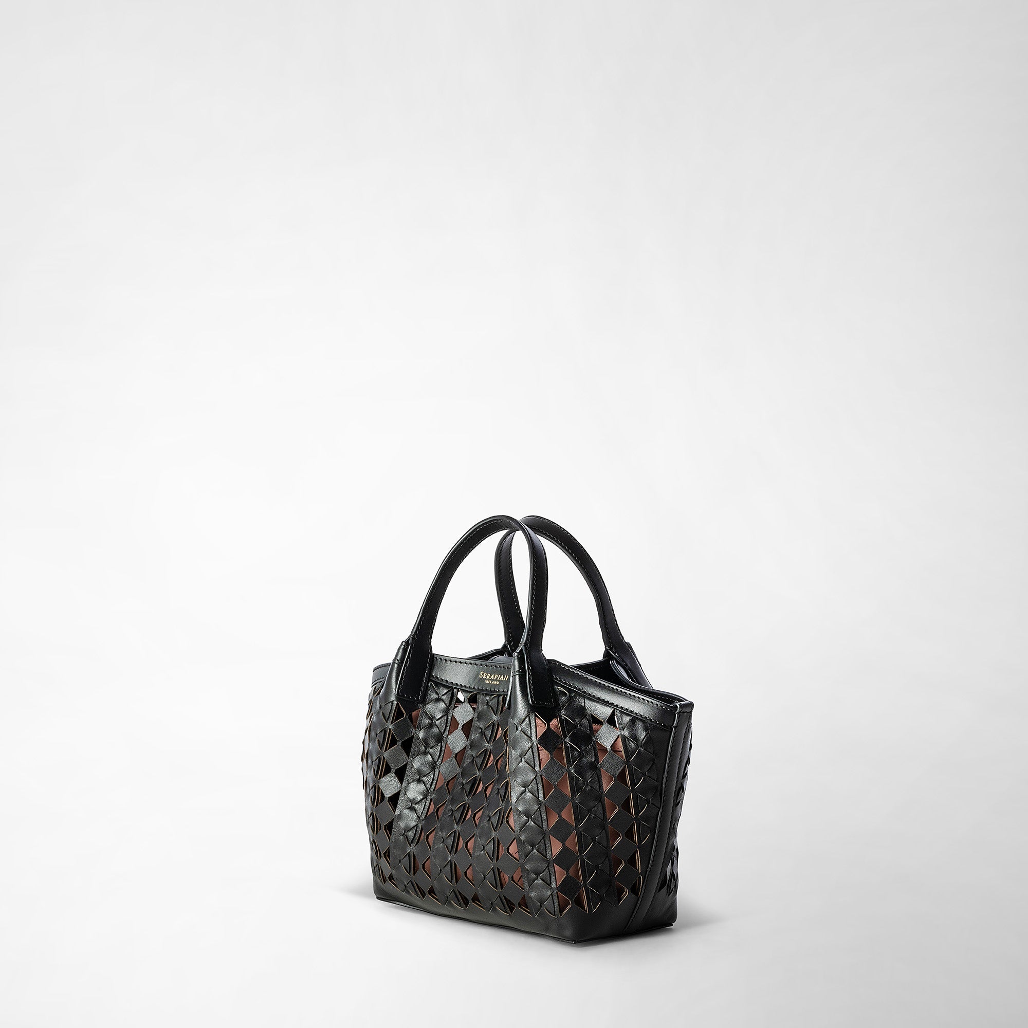 Mini sac Secret en cuir Mosaico - Black & Blush