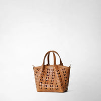 Mini sac Secret en cuir Mosaico - Tan & Coral Red