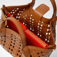 Mini sac Secret en cuir Mosaico - Tan & Coral Red