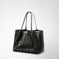 Secret small bag in Mosaico leather - Black & Blush