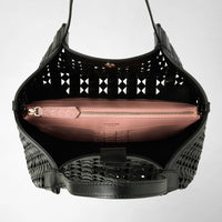 Secret small bag in Mosaico leather - Black & Blush