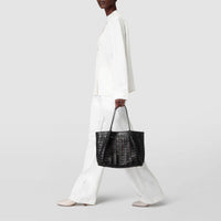Secret small bag in Mosaico leather - Black & Blush