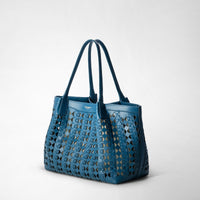 Petit sac Secret en cuir Mosaico - Blue Jeans & Off White