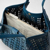 Petit sac Secret en cuir Mosaico - Blue Jeans & Off White